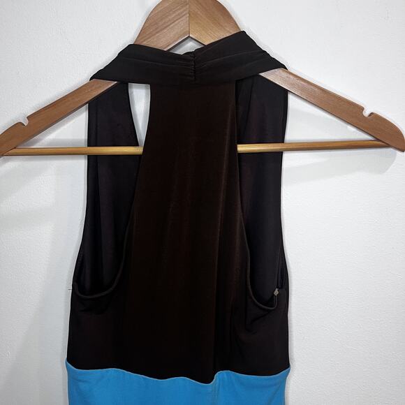 Roulette‎ Dress Womens Size 4 Brown Blue Halter Fit Flare Cocktail Party Y2k - Picture 5 of 11